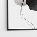 Obraz w ramie 70x100 - Wibracje Kształtów - abstrakcyjne plamy akwarelowe, czarny szkic - rama czarna