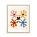 Plakat w ramie 40x50 - Taniec Akwareli - abstrakcyjne wielokolorowe kwiaty, minimalizm - rama drewno