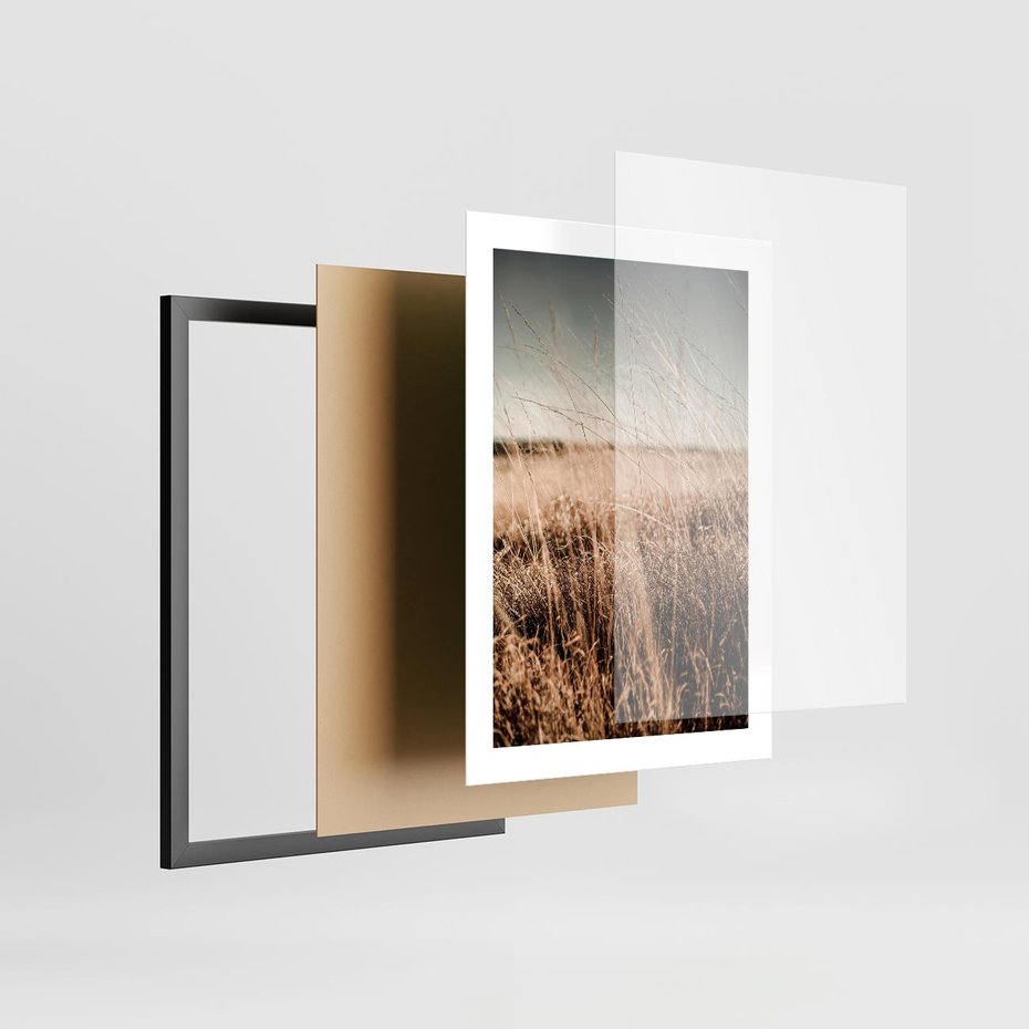 Plakat w ramie 30x40 - Sucha Trawa w Odcieniach Sepii - suche trawy, łąka odcienie beżu - rama czarna
