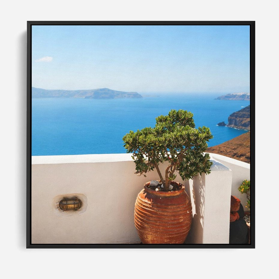 Obraz w ramie 50x50 - Santorini - oaza greckiej wyspy - Santorini, grecka - rama czarna