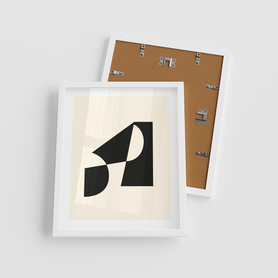 Plakat w ramie 40x50 - Rozświetlony Cień - abstrakcyjna sztuka, geometria - rama biała