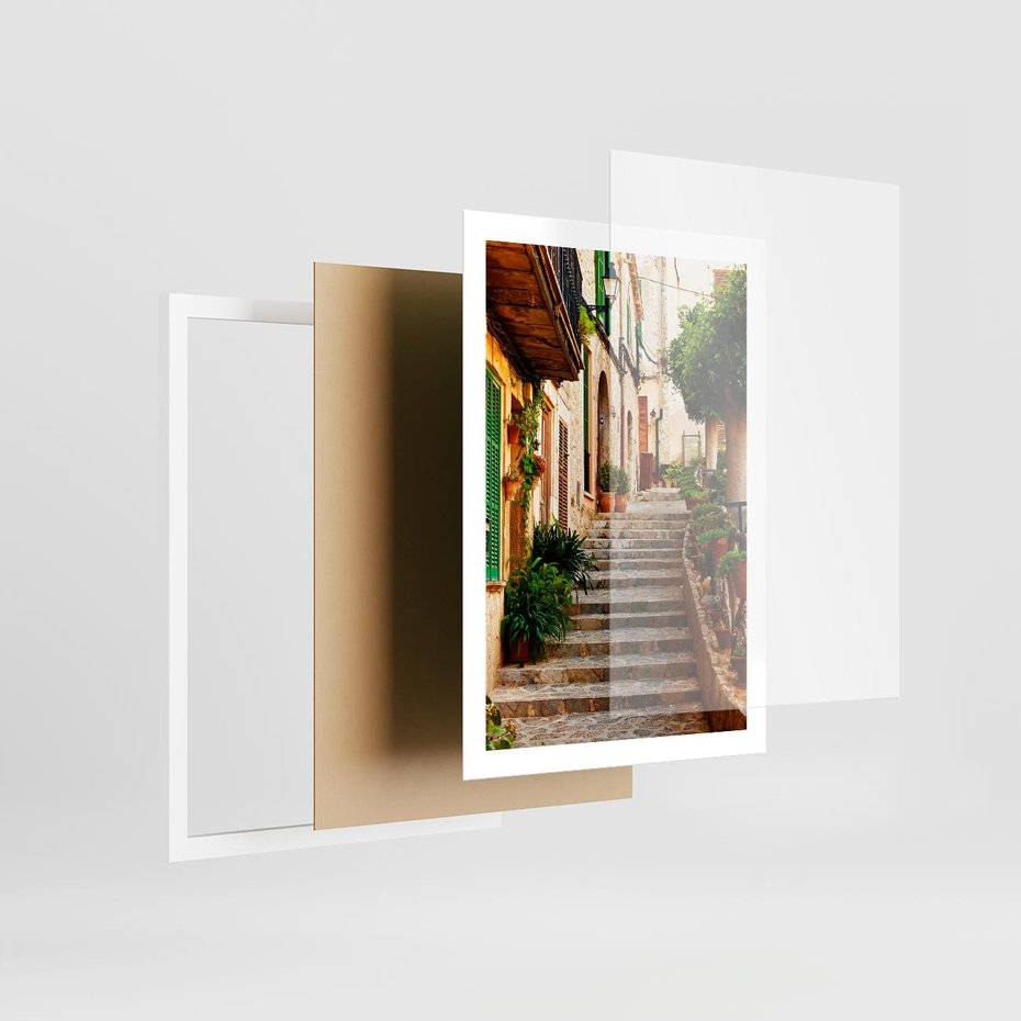 Plakat w ramie 50x70 - Uroczysta perspektywa uliczki - uliczka, perspektywa - rama biała