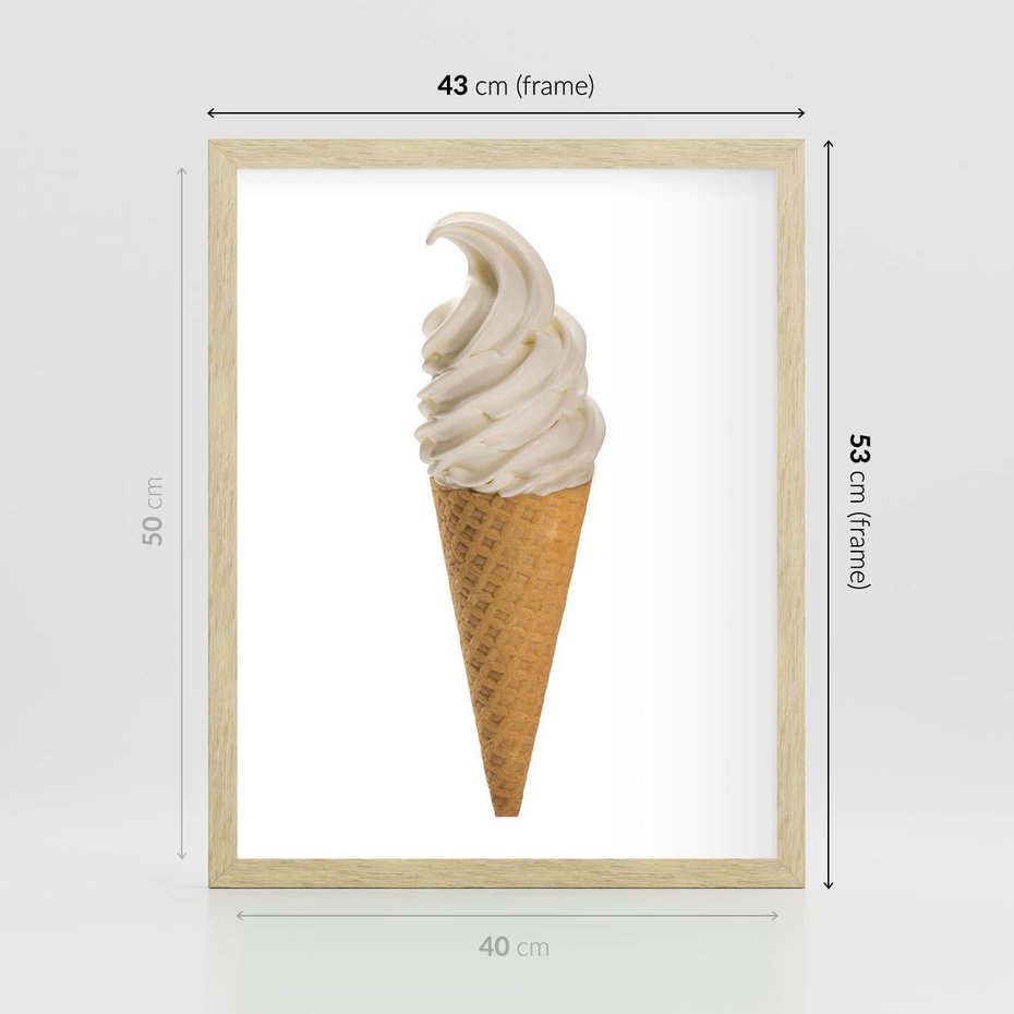 Plakat w ramie 40x50 - Rozkoszna Chłodząca Radość - lody, lód - rama drewno