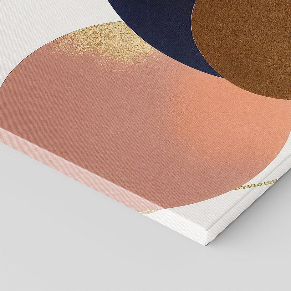 Obraz na płótnie 30x30 - Pudrowe Kreacje - abstrakcyjne plamy koła złote linie modern art