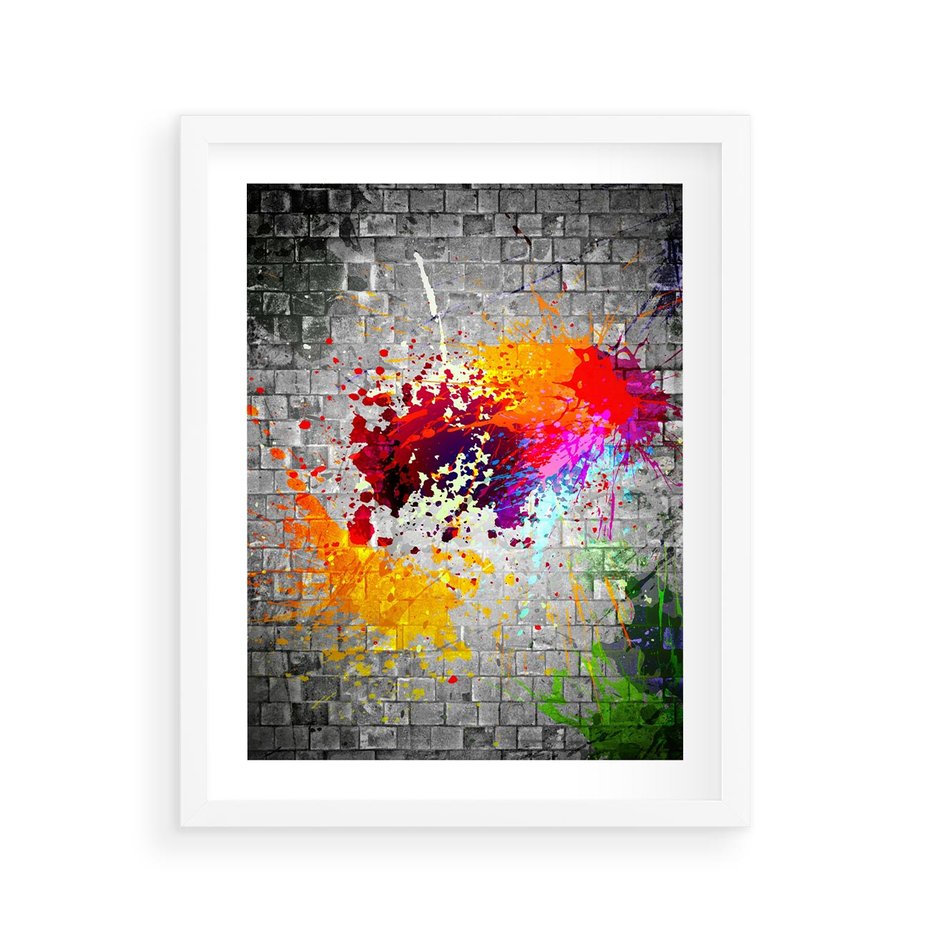 Plakat w ramie 40x50 - Ekspresja Graffiti - farba, graffiti - rama biała