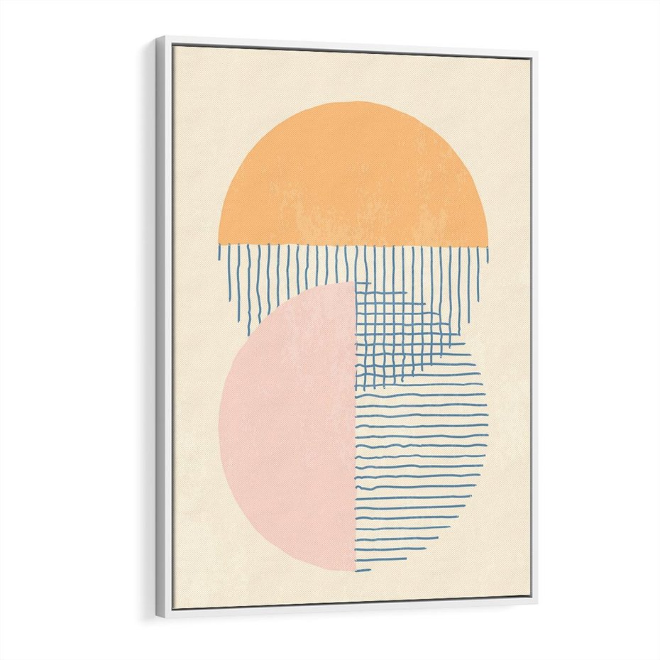 Obraz w ramie 80x120 - Migotliwe Wzory - geometryczne kształty, koła - rama biała