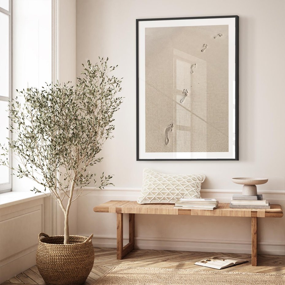 Plakat bez ramy 40x50 - Ślady na Złocistym Piasku - piasek, ślady stóp na piasku