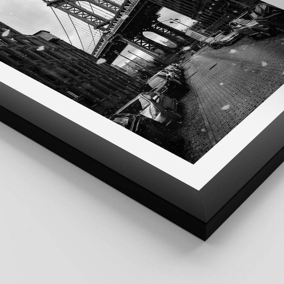 Plakat w ramie 50x70 - Ikona Miasta - Nowy Jork, most - rama czarna