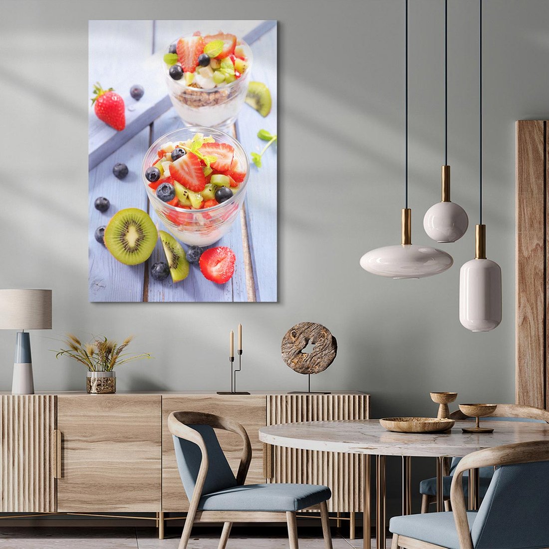 Obraz na płótnie 50x70 - Świeżość i Zdrowie - sałatka, owoce