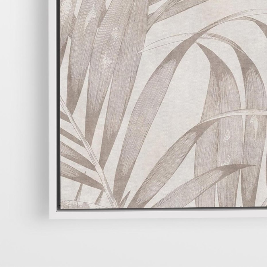 Obraz w ramie 120x80 - Odsłonięte liściowe wspomnienia - monochromatyczne, kolory sepii - rama biała