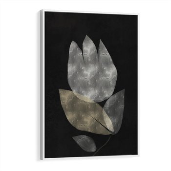 Obraz w ramie 80x120 - Nocne Uniesienia - abstrakcyjny kwiat, mroczna atmosfera - rama biała