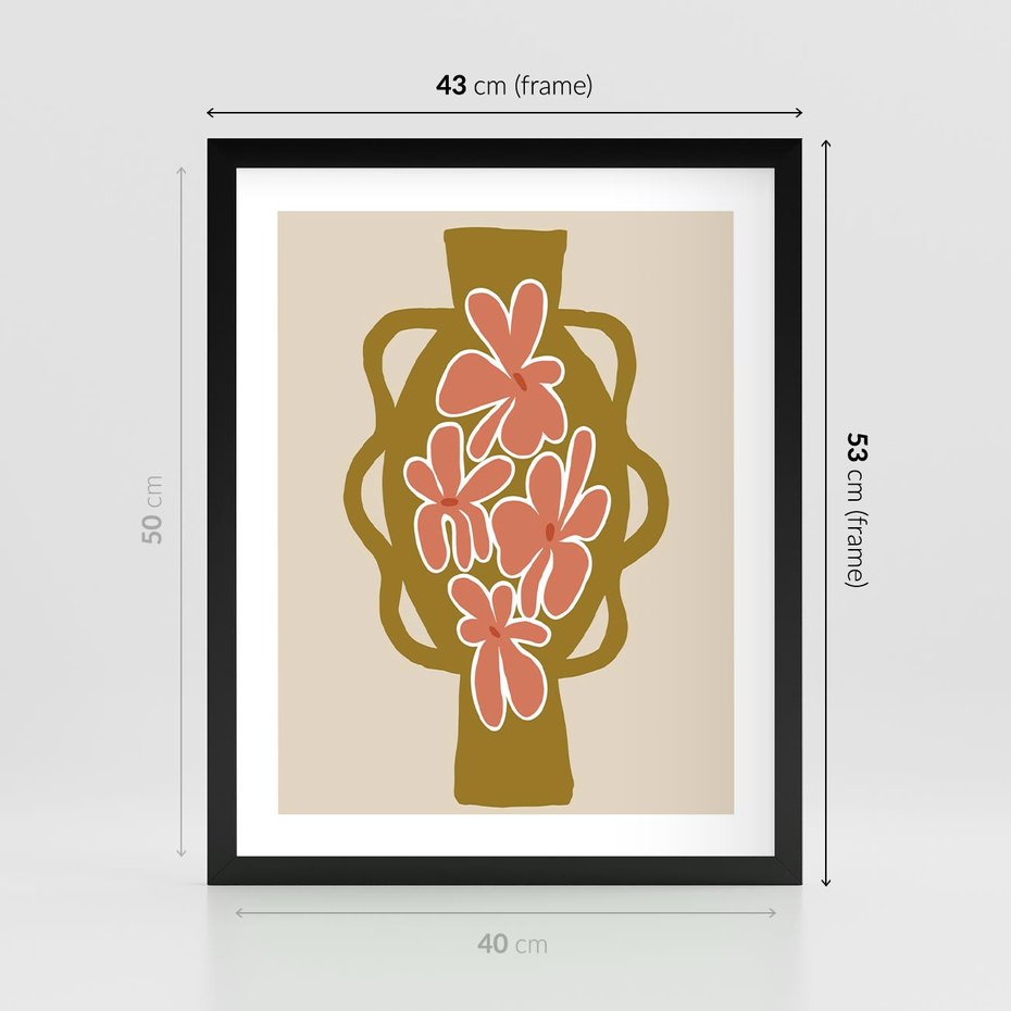 Plakat w ramie 40x50 - Rozbijające Formy - abstrakcyjny plakat, kwiaty na wazonie - rama czarna