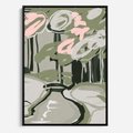 Obraz w ramie 50x70 - Leśny Zakątek - pastelowy krajobraz, nowoczesny plakat - rama czarna