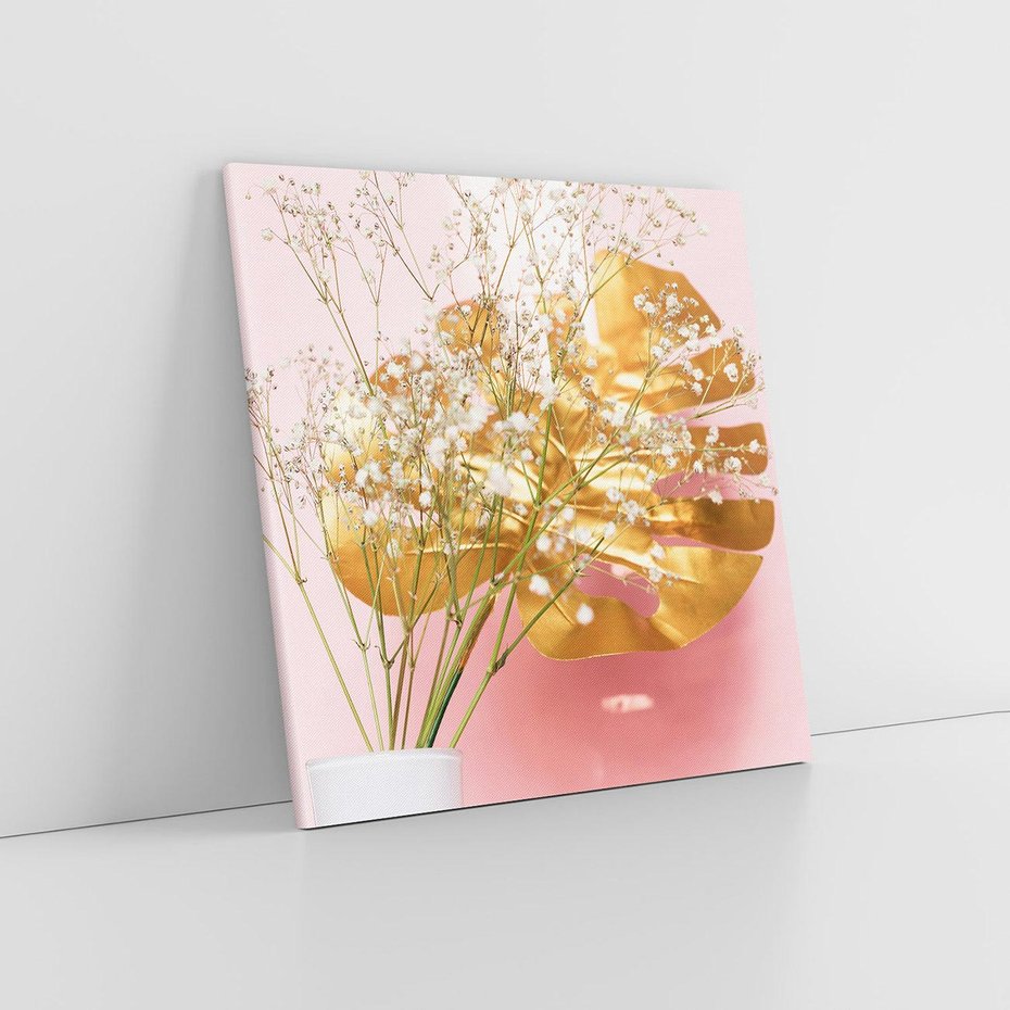 Obraz na płótnie 70x70 - Blask Natury - złote, liście