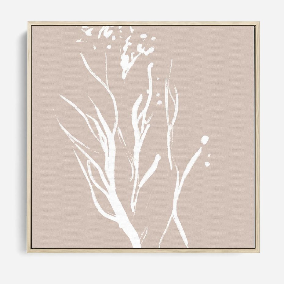 Obraz w ramie 80x80 - Impresje Pastelowych Nastrojów - minimalistyczny delikatny obraz, beżowe odcienie - rama drewno