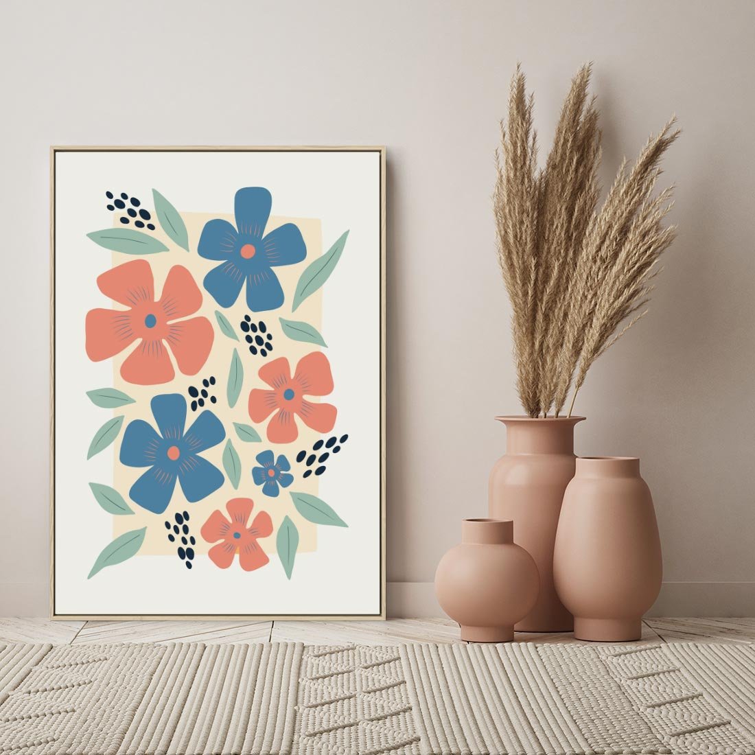 Obraz w ramie 80x120 - Kolorowe Pasmo - kwiaty, nowoczesna abstrakcja - rama drewno