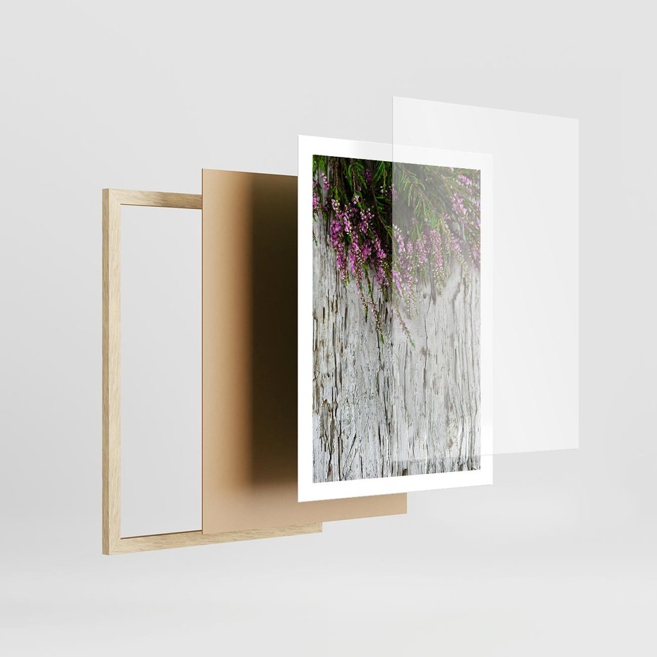 Plakat w ramie 50x70 - Fioletowe Wrzosy - wrzosy, fiolet - rama drewno