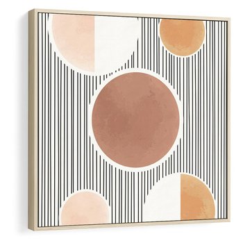 Obraz w ramie 50x50 - Rozplątane Granice - abstrakacyjna nowoczesna sztuka, koła okręgi - rama drewno