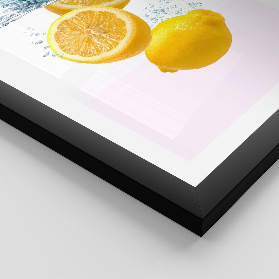 Plakat w ramie 30x40 - Świeże cytryny pełne smaku - cytryny, owoce - rama czarna