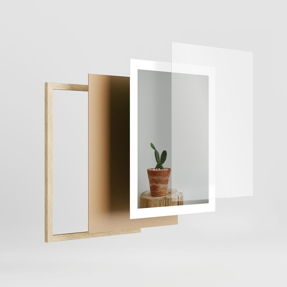 Plakat w ramie 30x40 - Kaktus w Doniczce - minimalizm, kaktur w doniczce - rama drewno