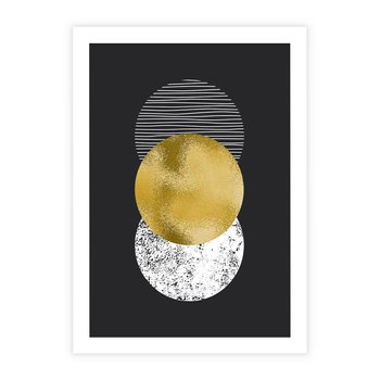 Plakat bez ramy 30x40 - Geometryczna Perfekcja: Złote Koło - geometryczna grafika, złote koło