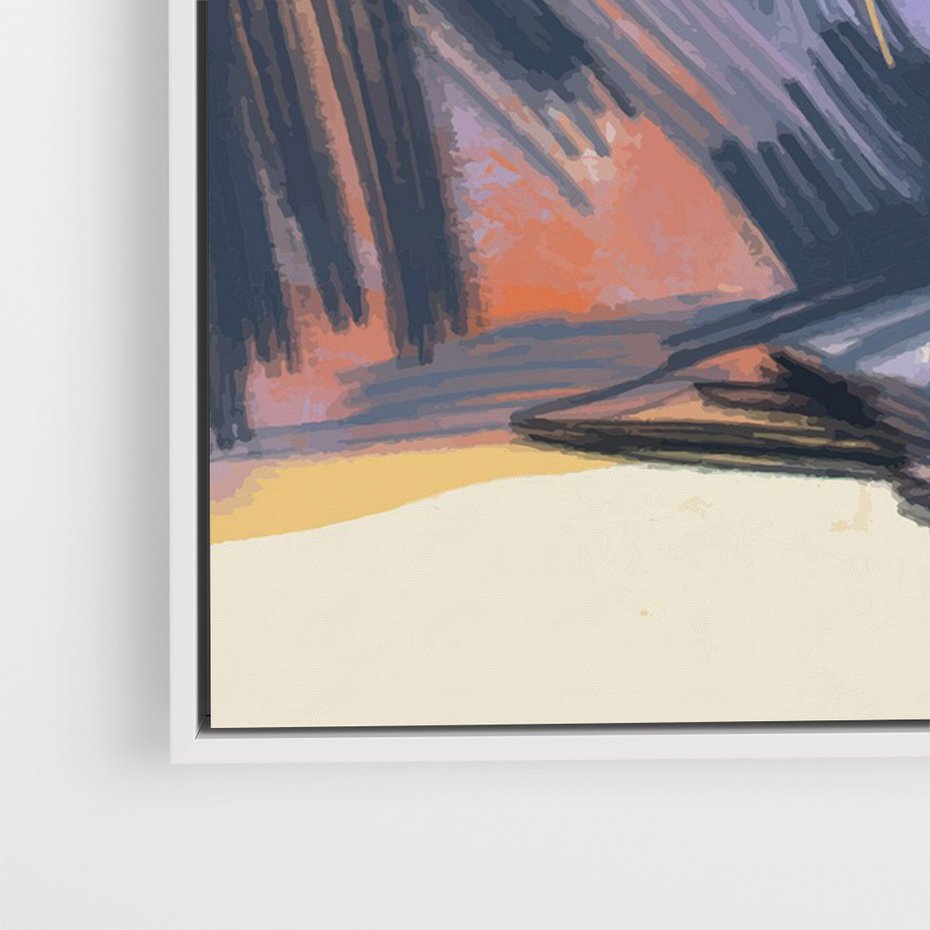 Obraz w ramie 50x70 - Ponad Szczytami - pastelowy krajobraz, nowoczesny plakat - rama biała