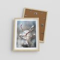 Plakat w ramie 30x40 - Zimowy Urok Natury - gałązki pod śniegiem, natura - rama drewno