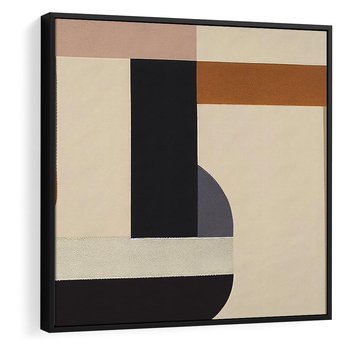 Obraz w ramie 50x50 - Nowoczesne Brązy - geometryszne pasy, nowoczesny styl - rama czarna