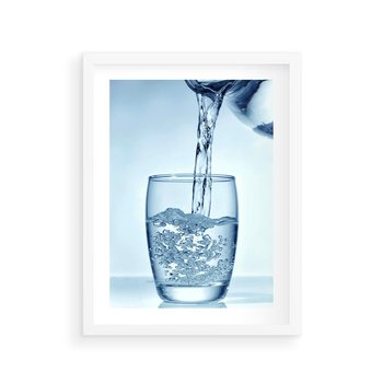 Plakat w ramie 30x40 - Chłodząca szklanka wody - szklanka, wody - rama biała