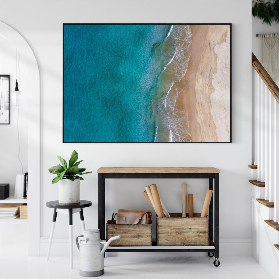 Obraz w ramie 100x70 - Spokój nad morzem - morze, plaża - rama czarna