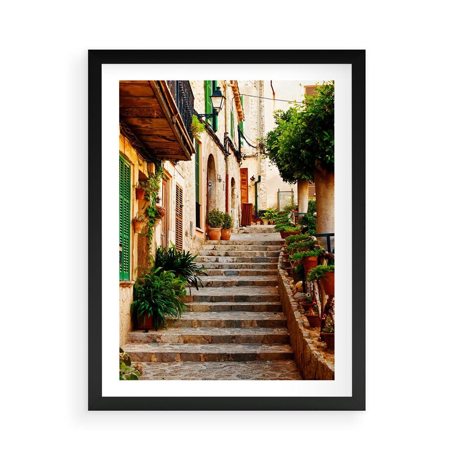 Plakat w ramie 50x70 - Uroczysta perspektywa uliczki - uliczka, perspektywa - rama czarna