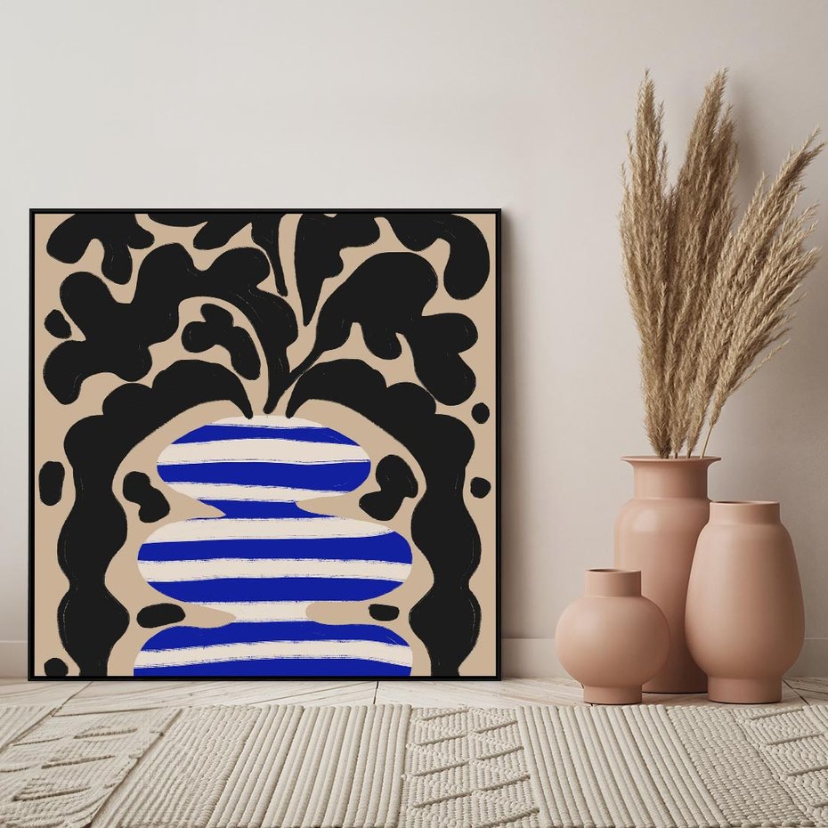 Obraz w ramie 50x50 - Boho Wizje - abstrakcyjny plakat, ciekawe formy - rama czarna