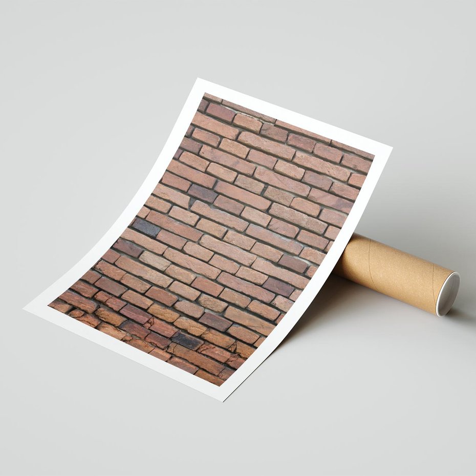 Plakat bez ramy 21x30 - Mur cegieł: industrialny urok - cegły, mur