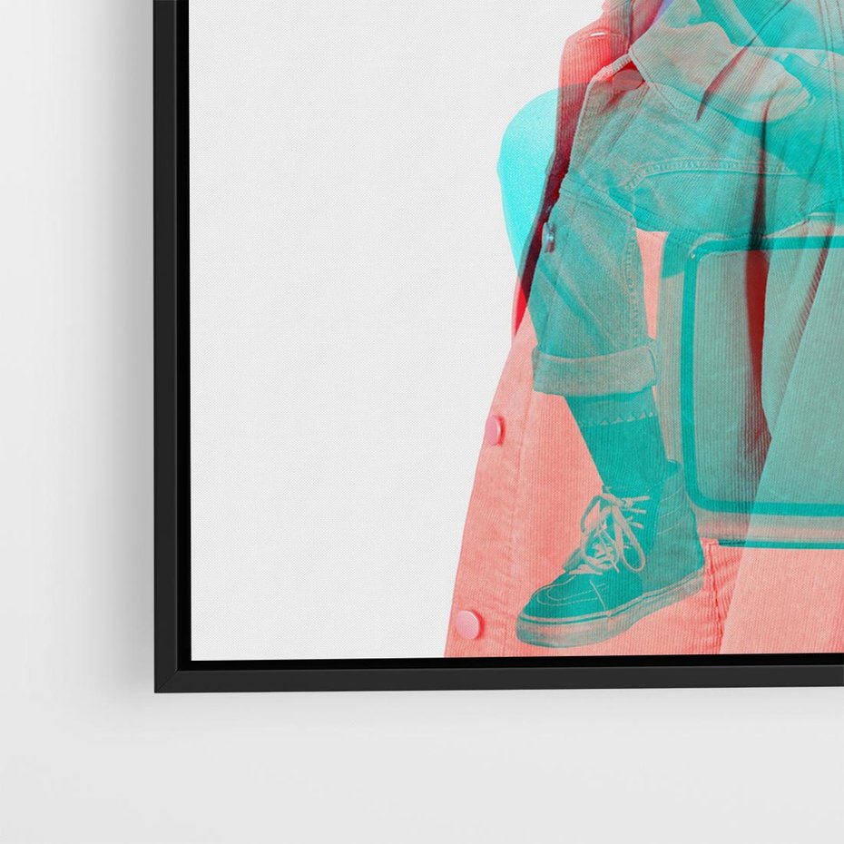 Obraz w ramie 50x50 - Rytmy Wspomnień - kolaż zdjęć, kobieta - rama czarna