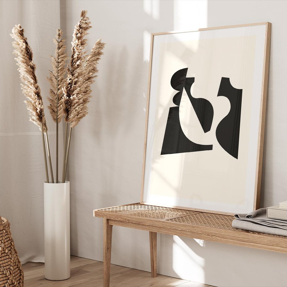 Plakat w ramie 40x50 - Tajemnicze Spektrum - abstrakcyjne kształty, geometria - rama drewno