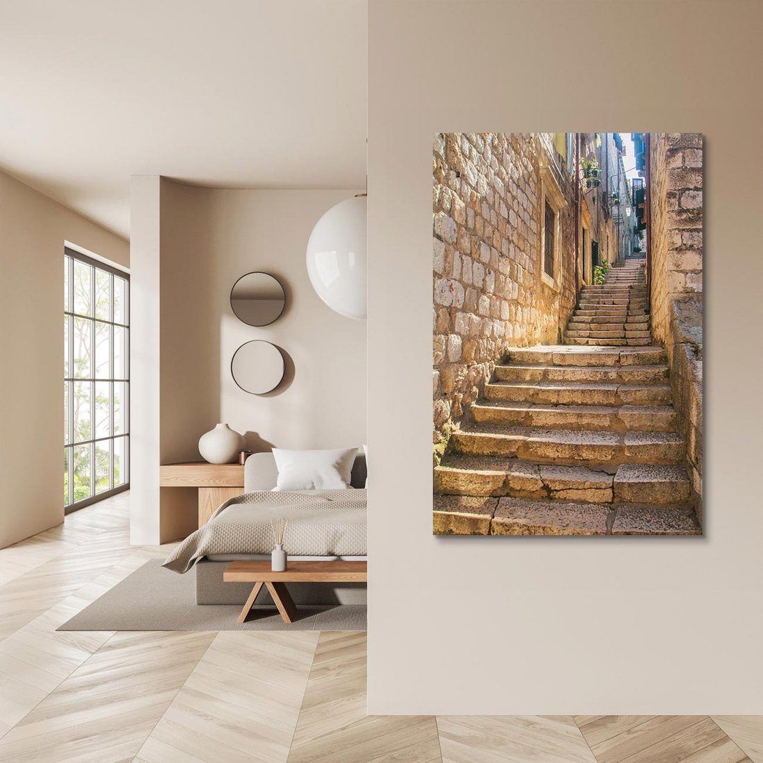 Obraz na płótnie 50x70 - Uliczka: perspektywa miejskiego krajobrazu - uliczka, perspektywa