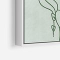 Obraz w ramie 50x50 - Spokojne Objęcia Natury - abstrakcja, zielony szkic - rama biała