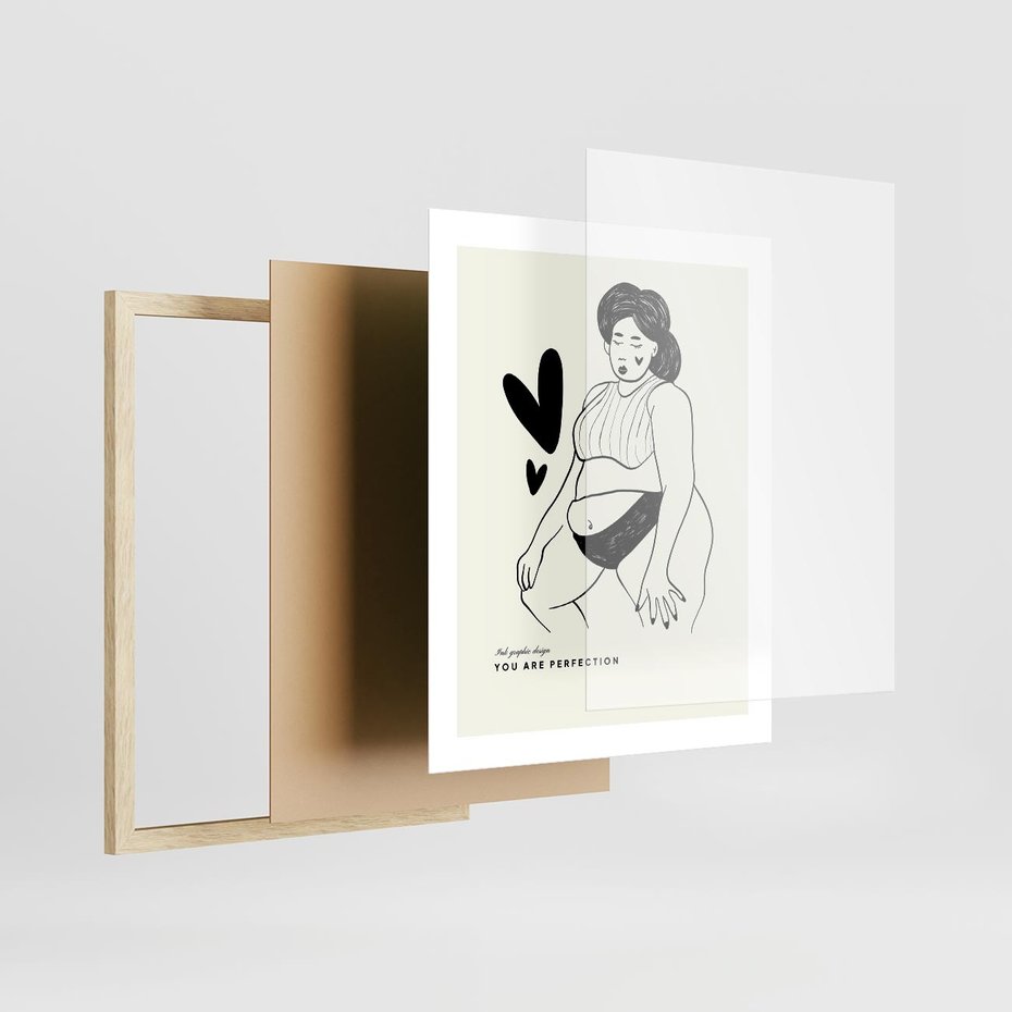 Plakat w ramie 40x50 - Wyrażenie Piękna - rysunek, sztuka nowoczesna - rama drewno