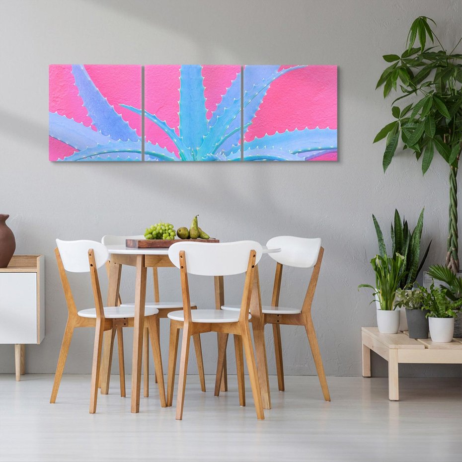 Obraz na płótnie 120x40 - Piękno Pustyni - kaktusy, liście