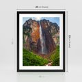Plakat w ramie 40x50 - Górska siła wodospadów - wodospad, góra - rama czarna