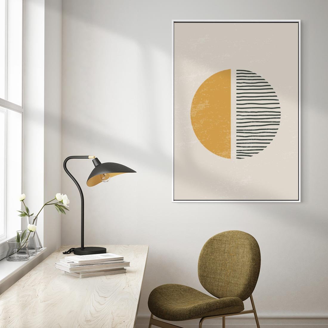 Obraz w ramie 70x100 - Kształty Nowych Granic - nowoczesna sztuka, minimalizm - rama biała