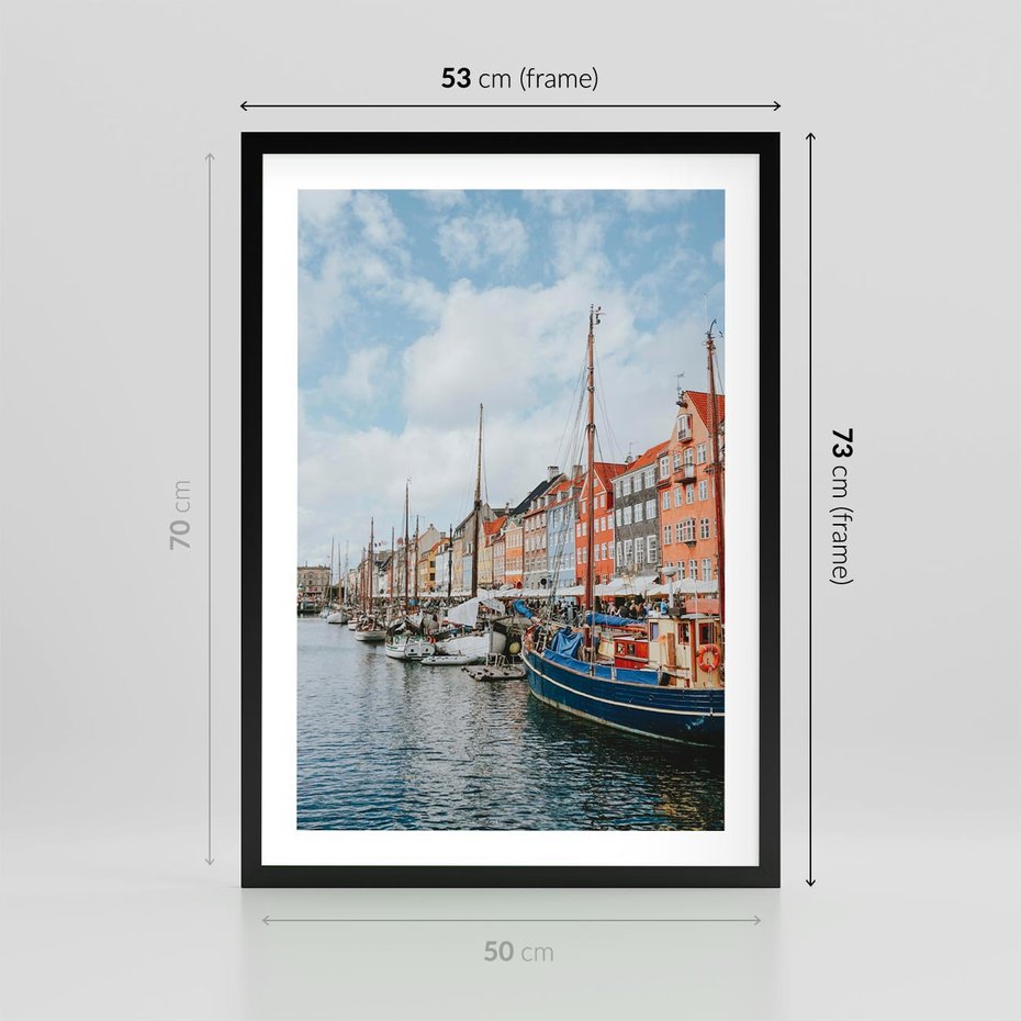 Plakat w ramie 50x70 - Wibracje Miejskiego Klimatu - Dania, Kopehaga - rama czarna