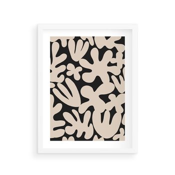 Plakat w ramie 50x70 - Księga Ukrytych Widoków - abstrakcyjne czarno białe formy, minimalizm - rama biała