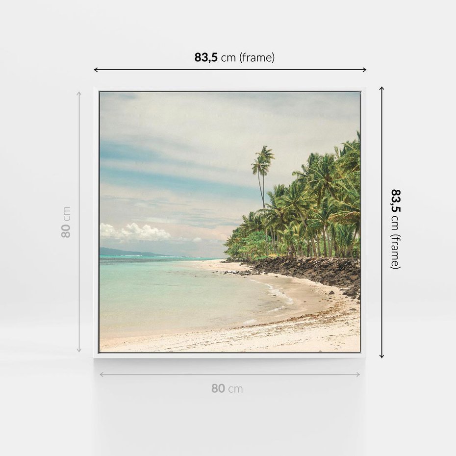 Obraz w ramie 80x80 - Uczta Egzotycznych Marzeń - fotografia, rajska plaża - rama biała