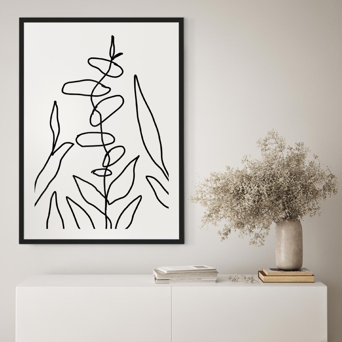 Plakat w ramie 40x50 - Liście Mocy - mroczna sztuka, minimalizm - rama czarna