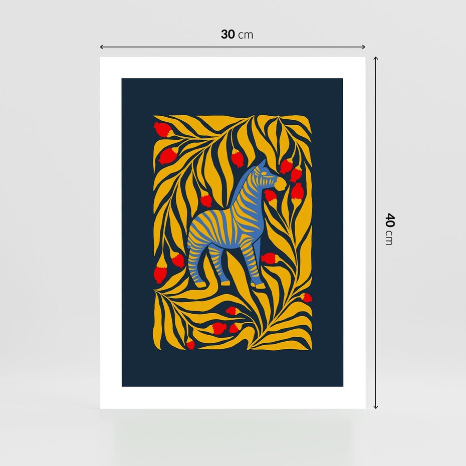 Plakat bez ramy 30x40 - Wibracje Wyobraźni - zebra, granatowe tłó