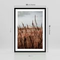 Plakat w ramie 50x70 - Wysokie Trawy w Górskim Krajobrazie - suche trawy, wysokie trawy - rama czarna