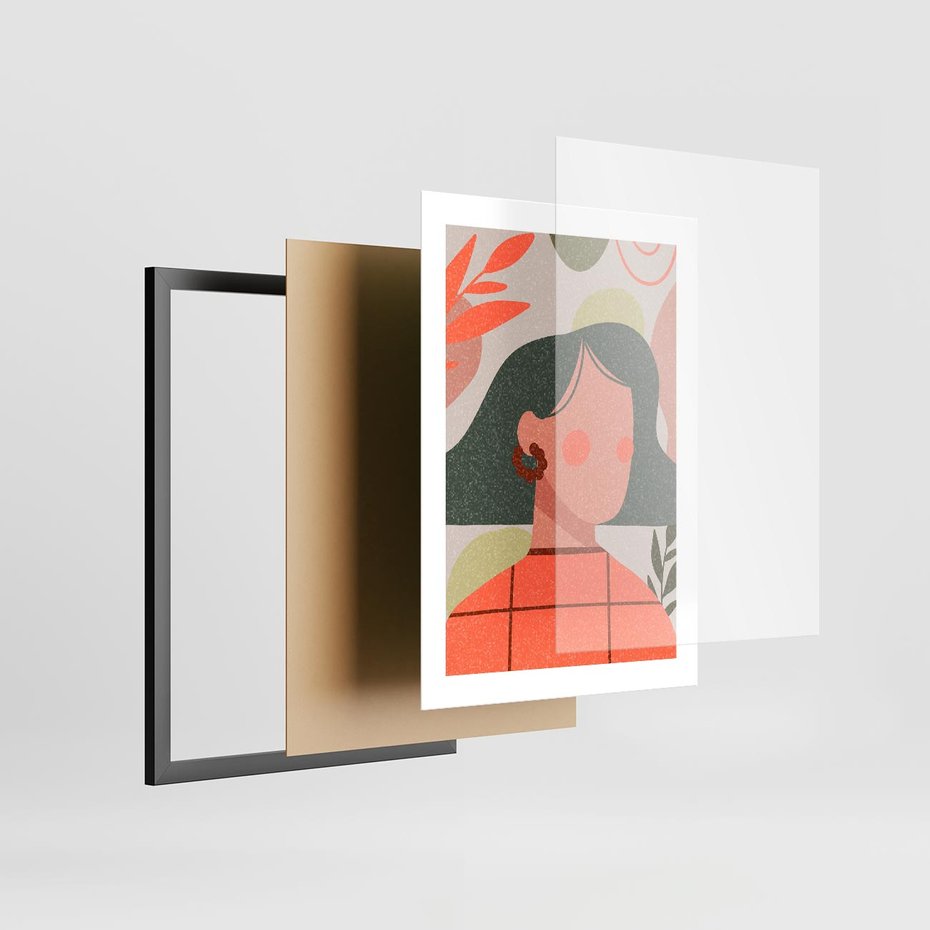 Plakat w ramie 30x40 - Kobiecy Portret Duszy - nowoczesny plakat, styl retro - rama czarna