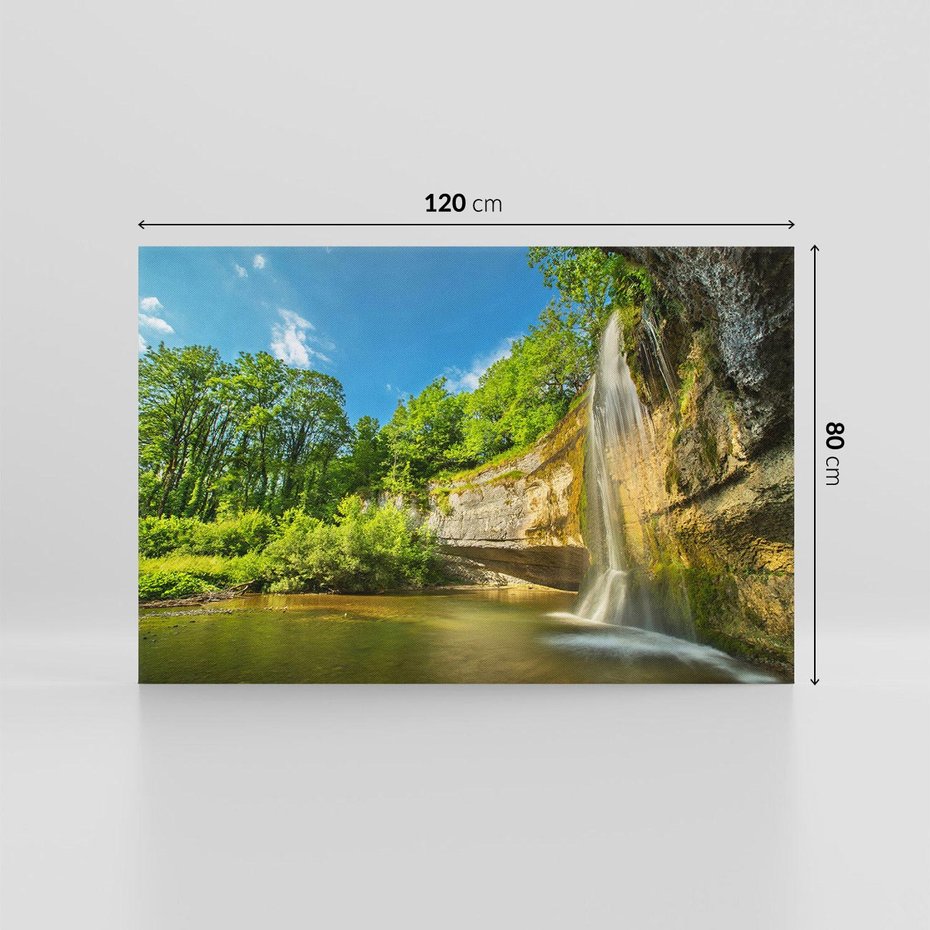 Obraz na płótnie 120x80 - Wodospad: Skały w ruchu - wodospad, las