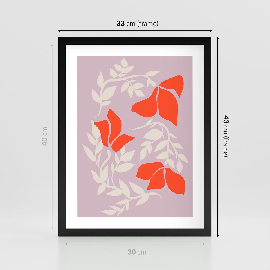Plakat w ramie 30x40 - Kwiatowa Kreatywność - nowoczesny plakat, roślinne motywy - rama czarna